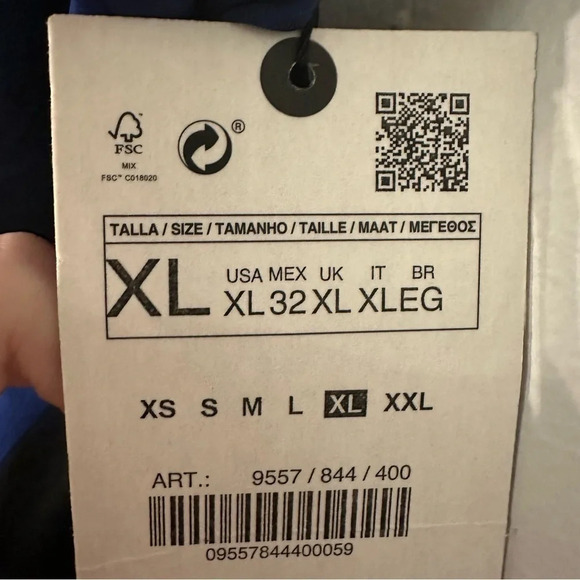 Zara Black and Blue Printed Gathered Midi Skirt with Side Slit Size XL NWT - Picture 3 of 10